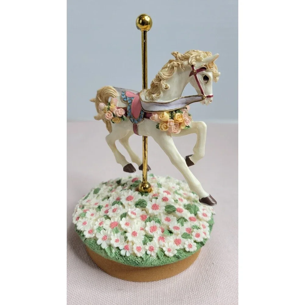 Carousel Horse with Flowers Our America Candle Jar Topper Summertime Fun Memory!